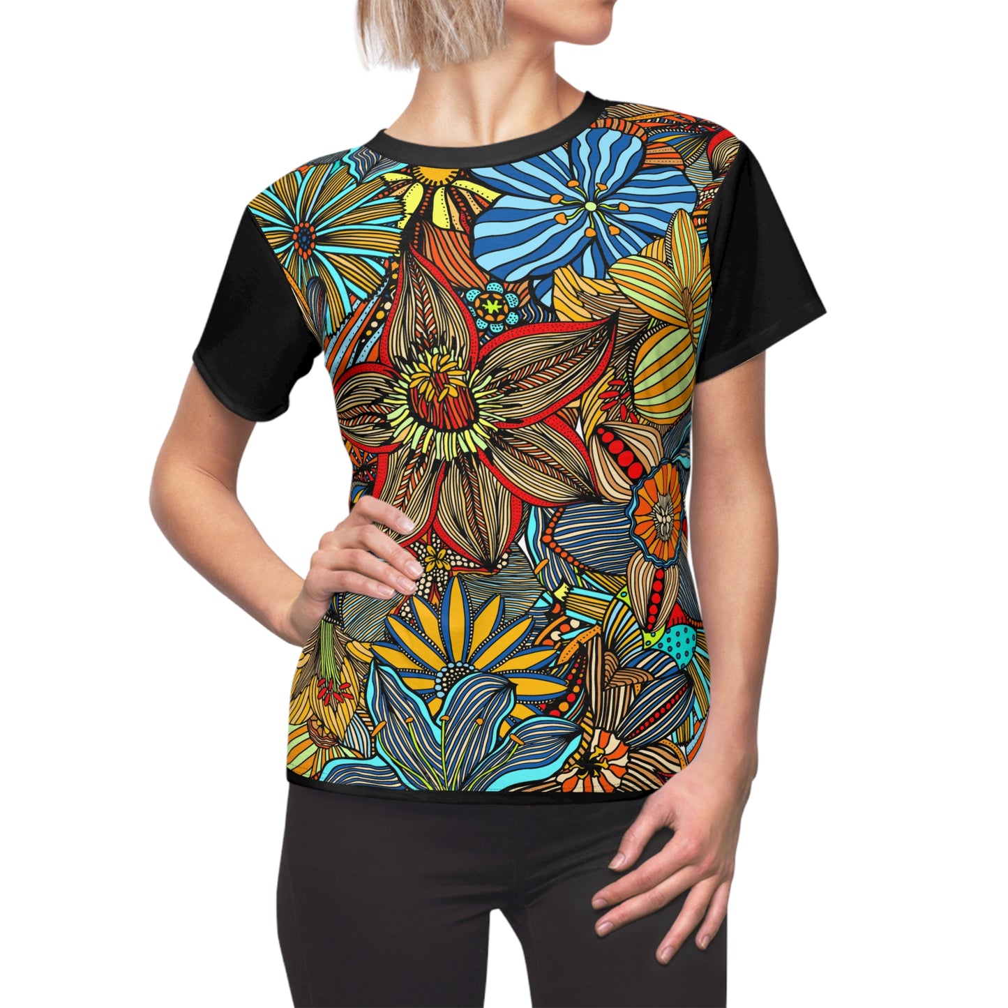 Vibrant floral Women's Cut & Sew Tee