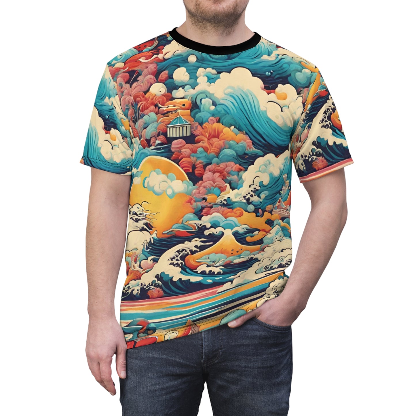 Fuwafuwa no nami Unisex Cut & Sew Tee (AOP)