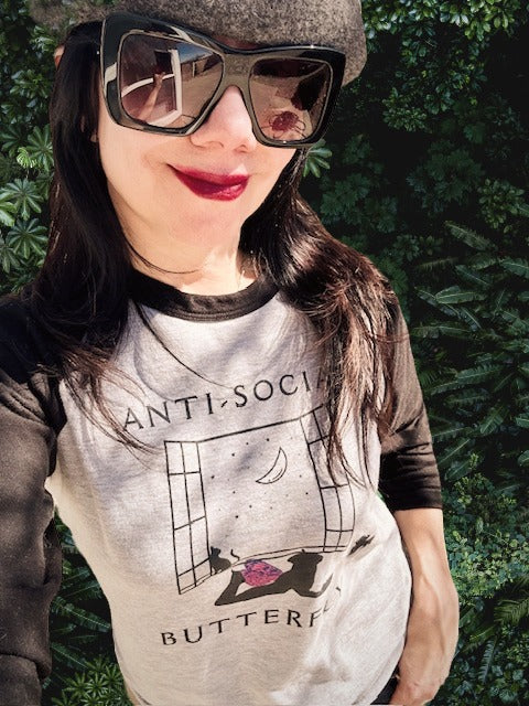 Anti-Social Butterfly Tri-Blend 3\4 Raglan Tee