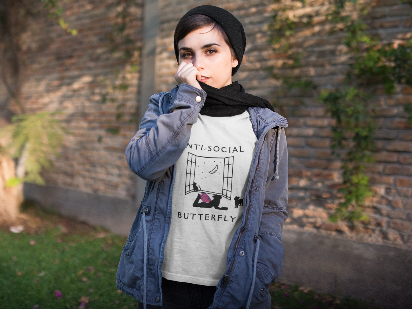 Anti-Social Butterfly Grey Melange Unisex Organic Sweatshirt