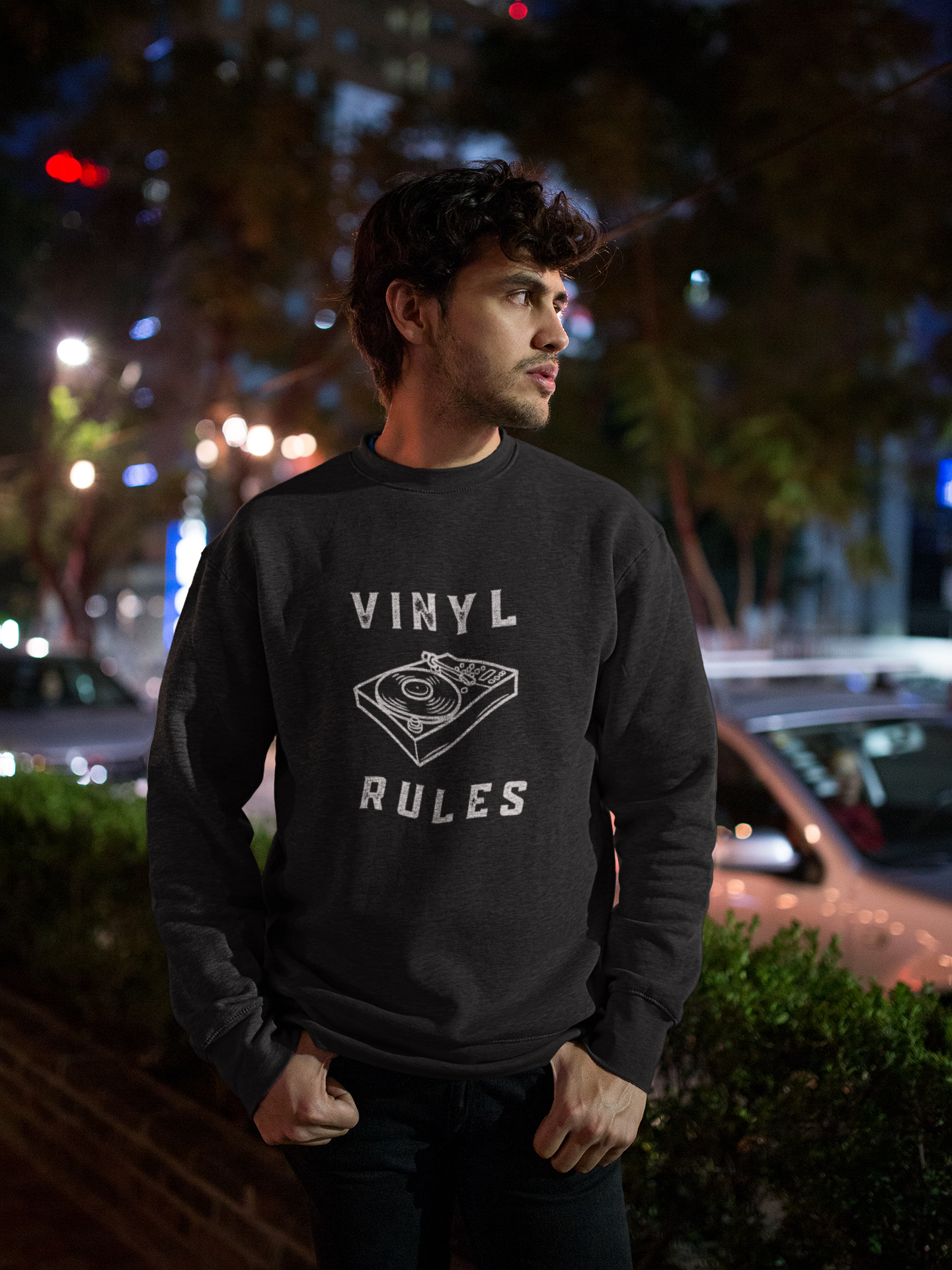 Vinyl Rules Turntable Unisex Organic Sweatshirt