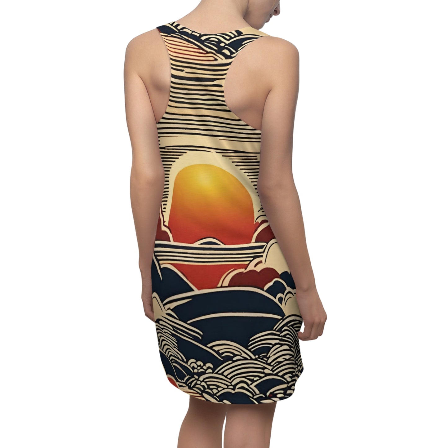 Sunsetting Women's Cut & Sew Racerback Dress (AOP)