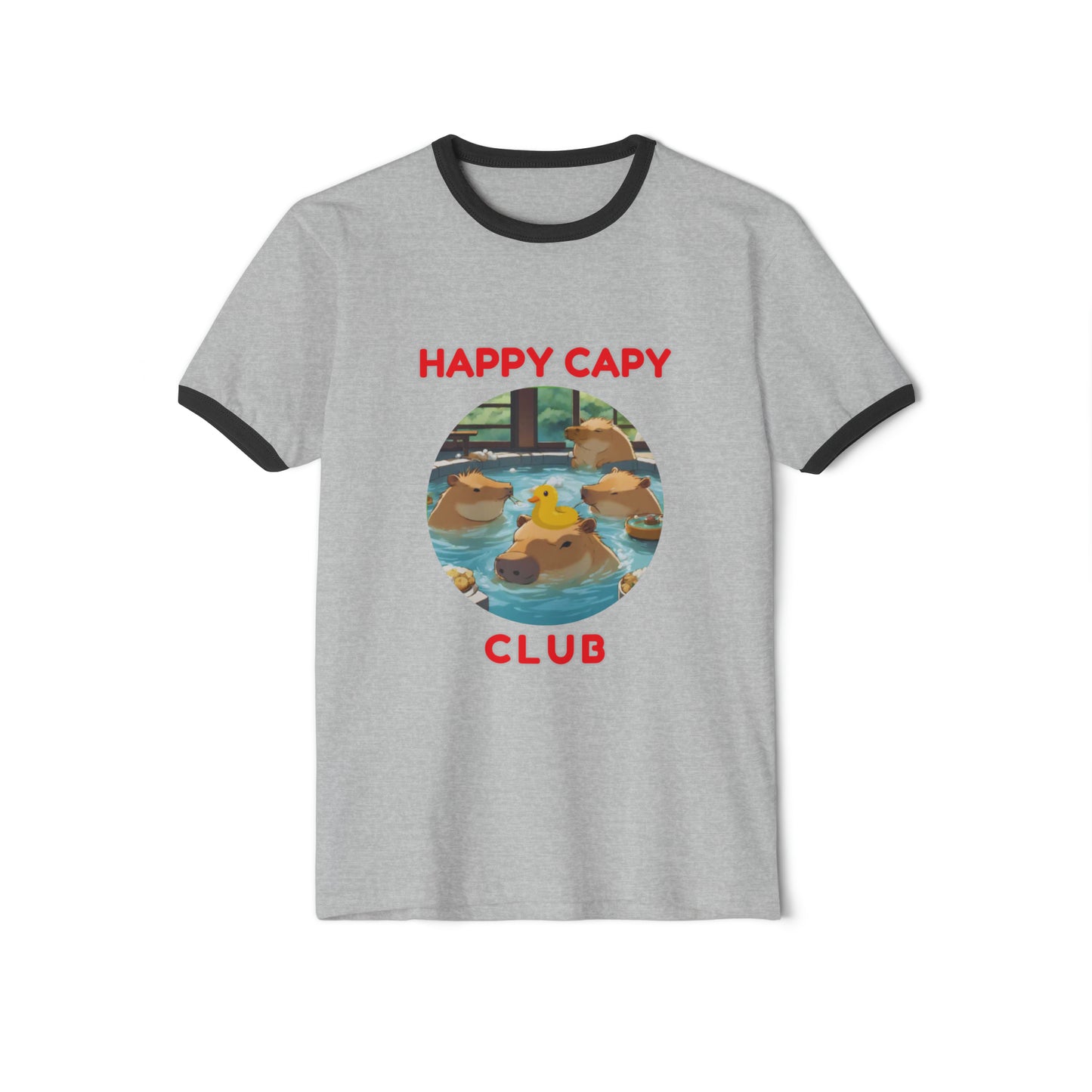 Happy Capy Club Unisex Cotton Ringer T-Shirt