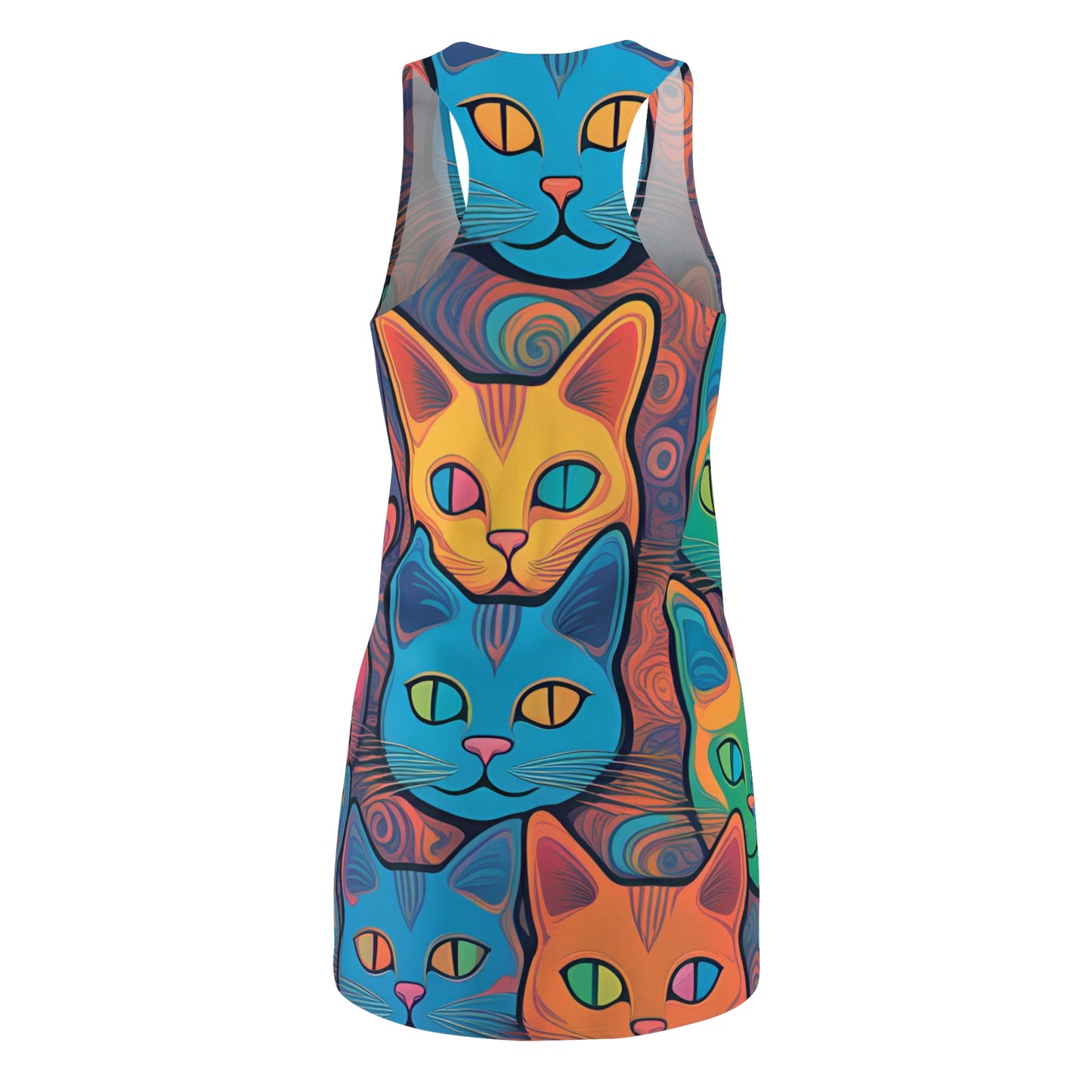 Meow Powers Women's Cut & Sew Racerback Dress (AOP)