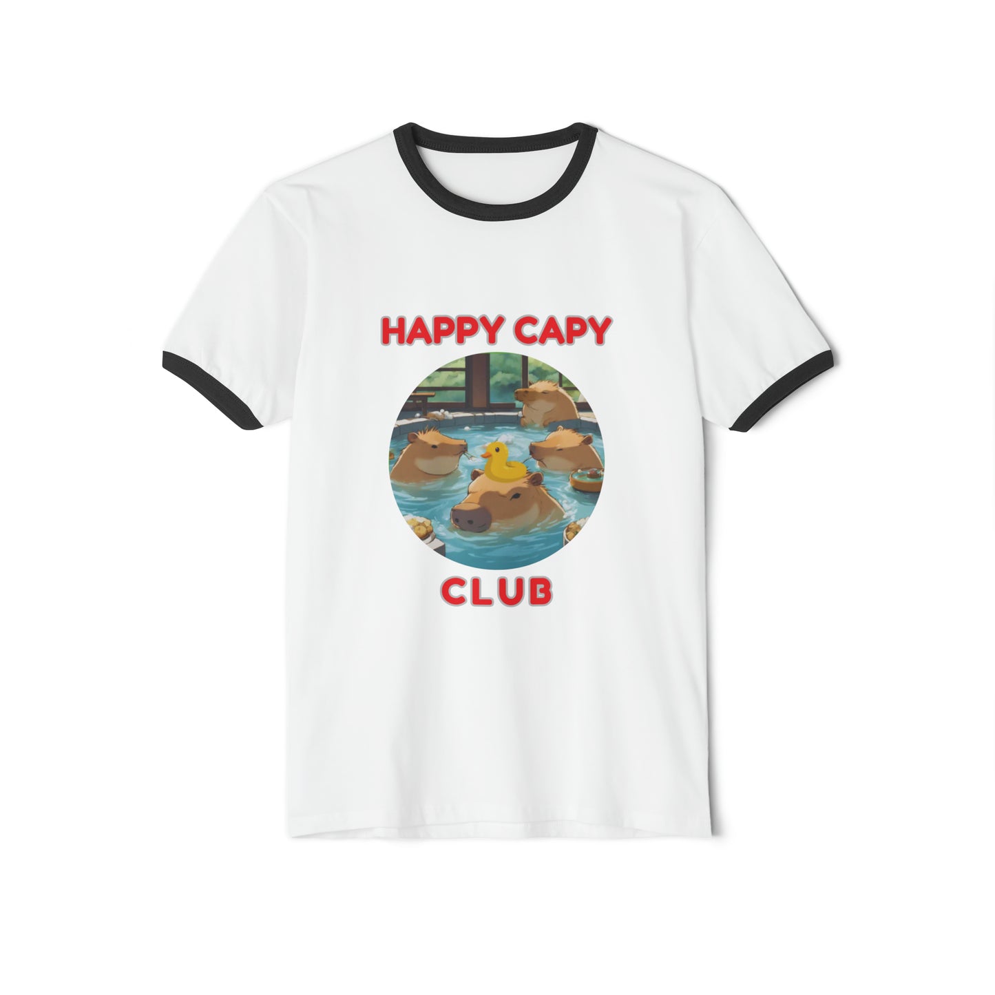 Happy Capy Club Unisex Cotton Ringer T-Shirt