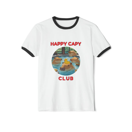 Happy Capy Club Unisex Cotton Ringer T-Shirt