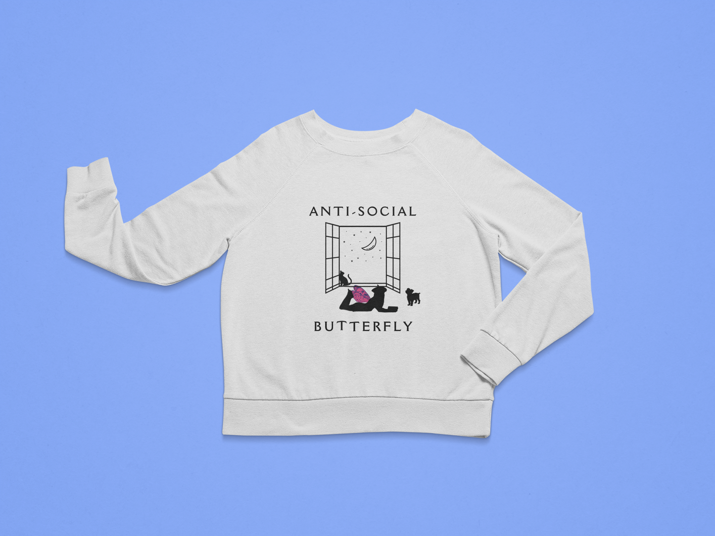 Anti-Social Butterfly Grey Melange Unisex Organic Sweatshirt