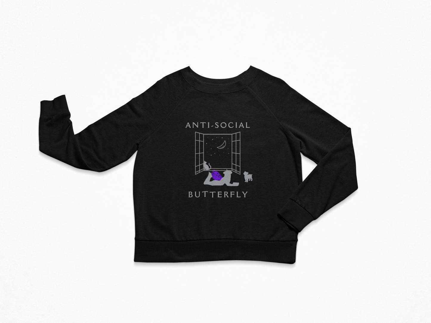 Anti-Social Butterfly Black Unisex Organic Sweatshirt